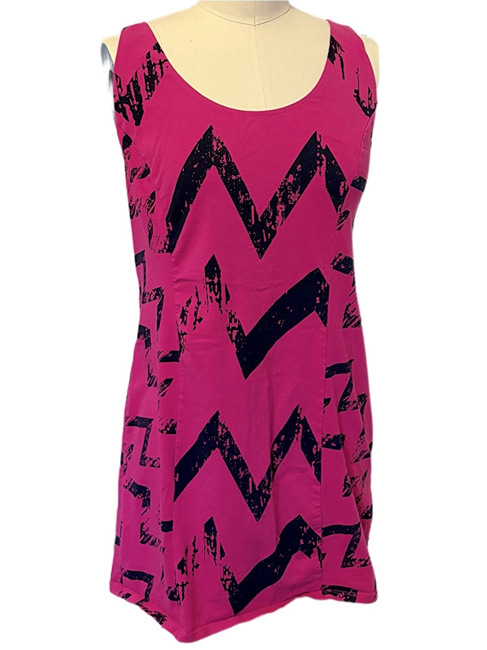 Joe Boxer Bright Fuchsia and Black Chevron Graphic Tank / Dress XL